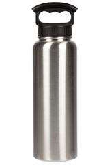 40oz Bottle with Wide Mouth 3-Finger Lid - Stainless