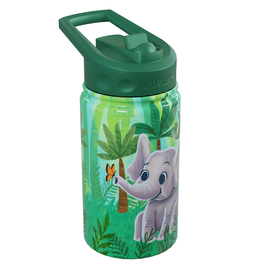 MCHIVER Elephant Tiger Zebra Kids Water Bottle with Straw