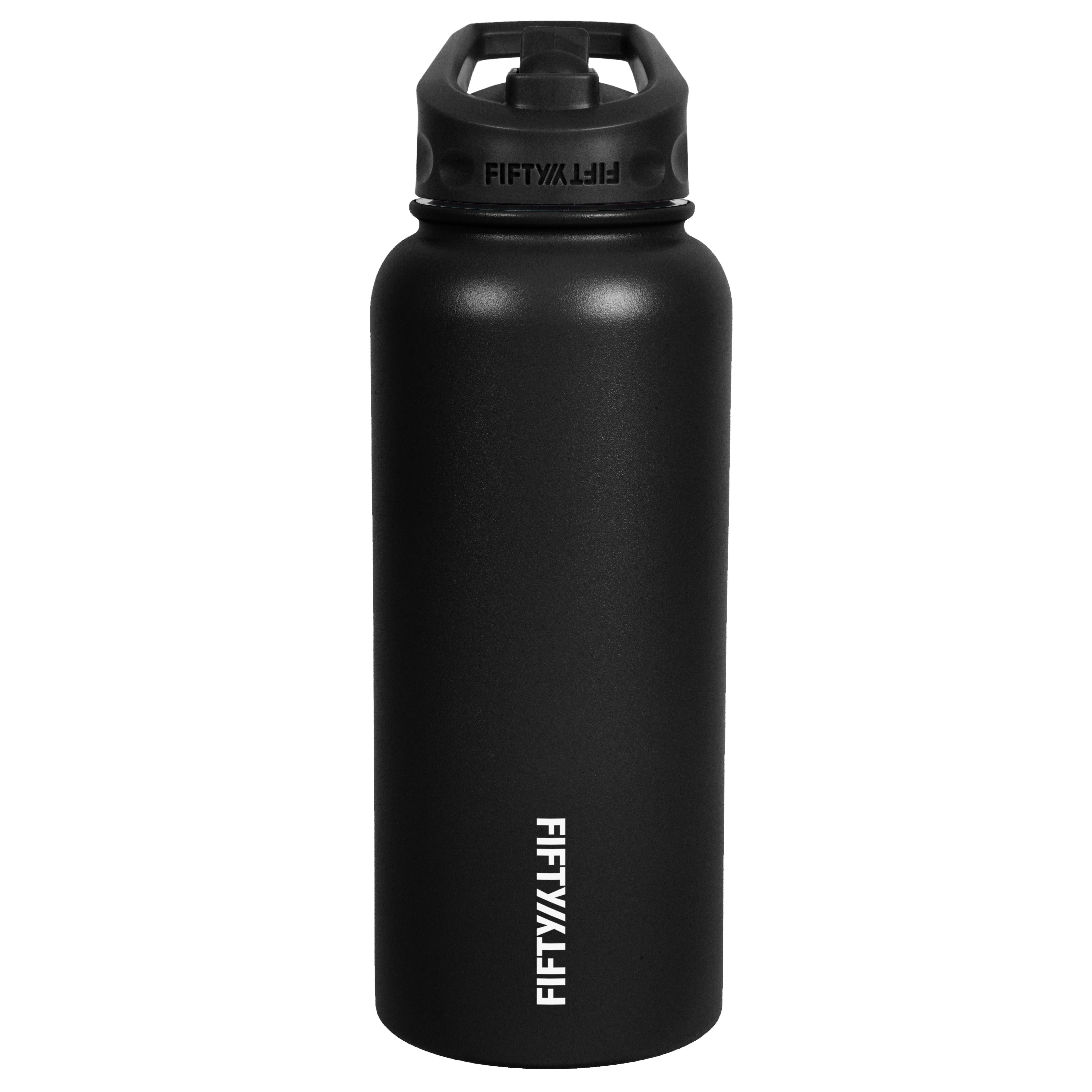 Cannon Sports Squeeze Water Bottle with Straw Lid, 34 oz, Black, Pack of 2