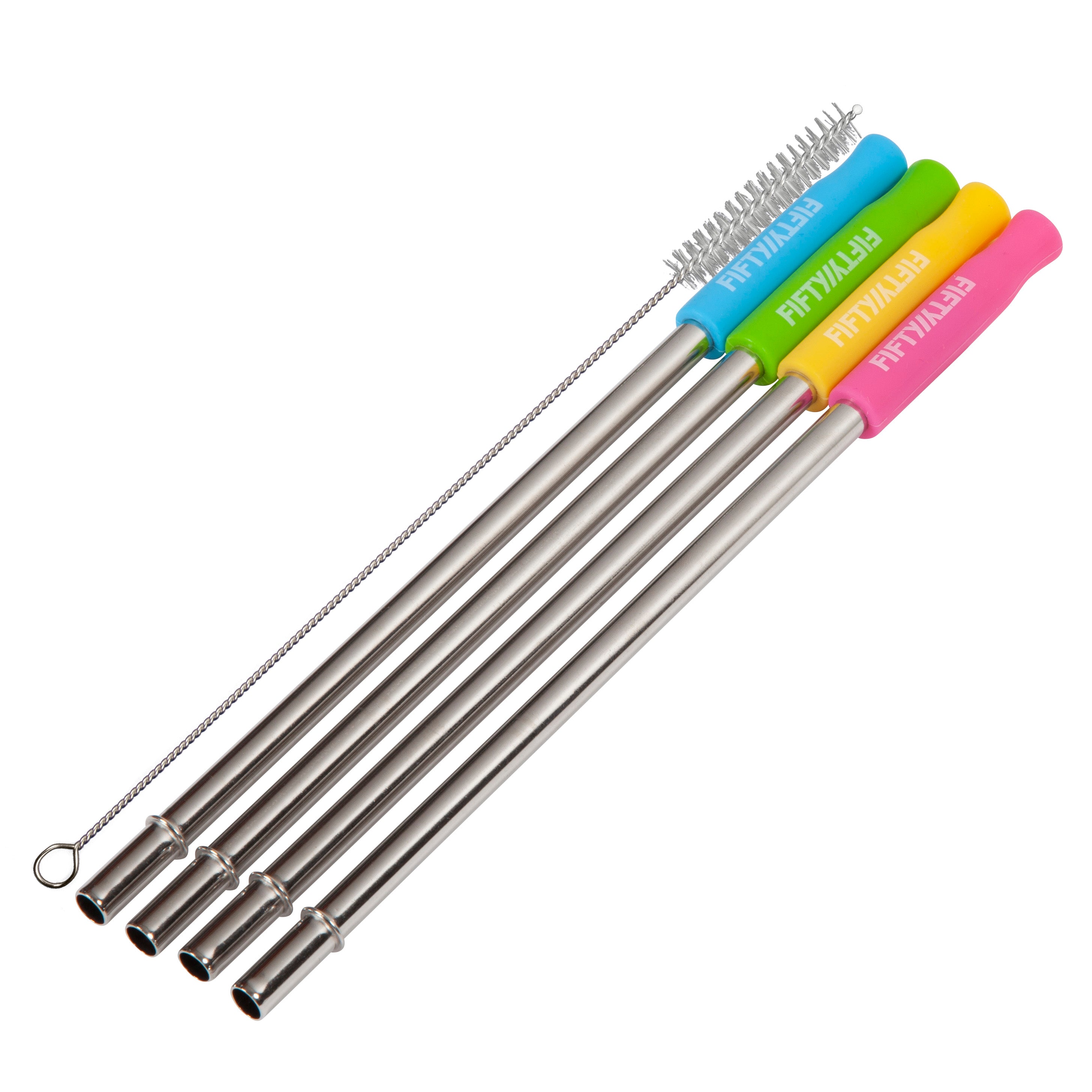 Reusable Plastic Straws Fit Equipped With 2 Cleaning Brushes For
