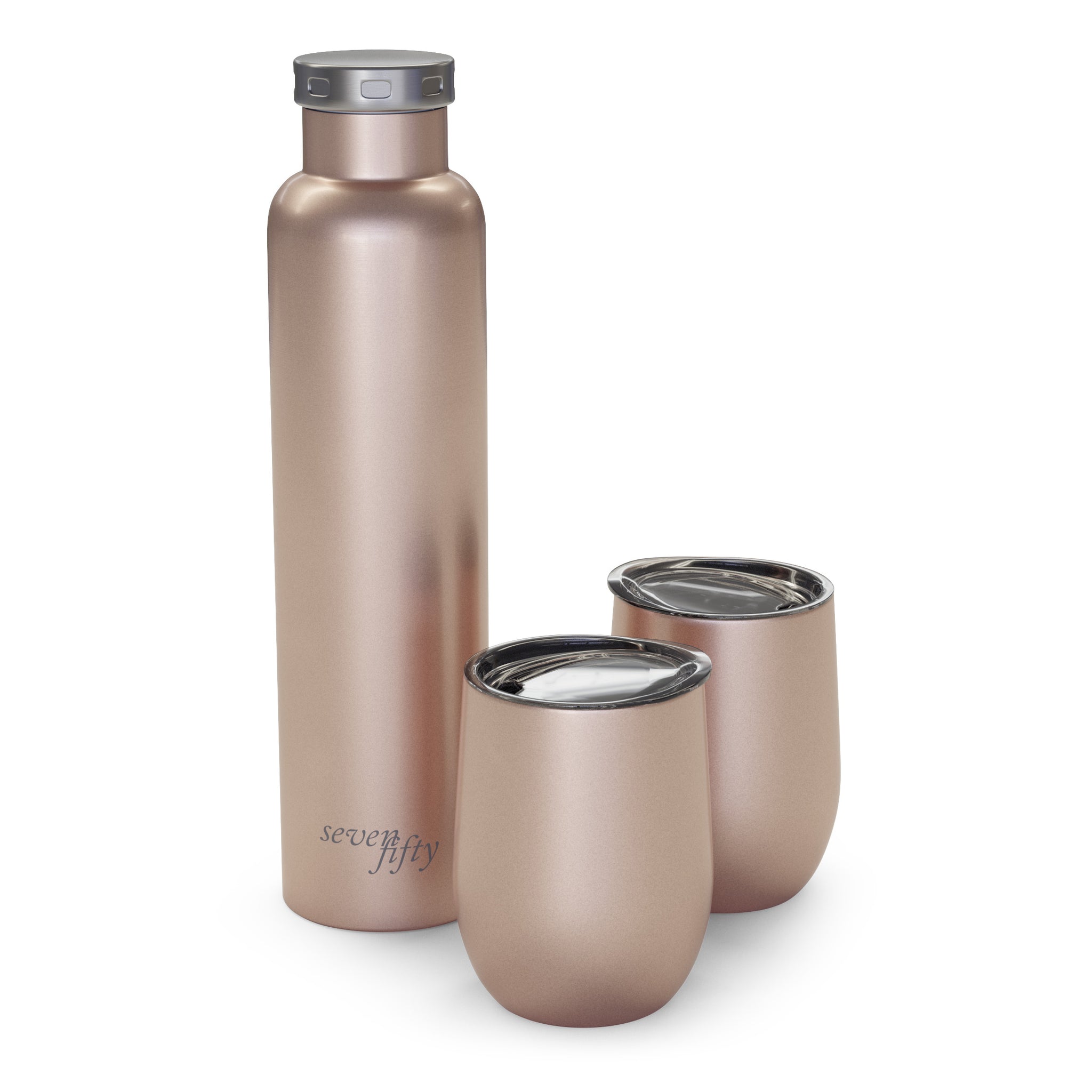 Stainless Steel Wine Tumbler Bulk with Lid, Personalized Rose Gold